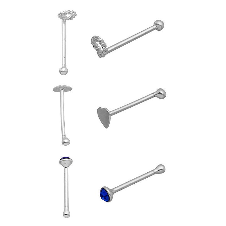 Itsy Bitsy 316l Surgical Steel 3-pc. Blue Sterling Silver Nose Ring