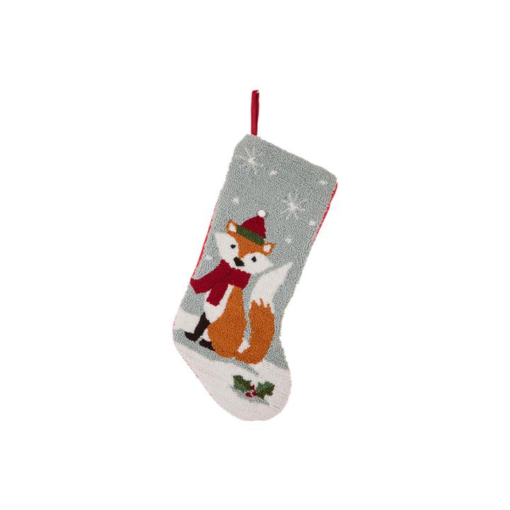 Glitzhome Fox Hooked Christmas Stocking