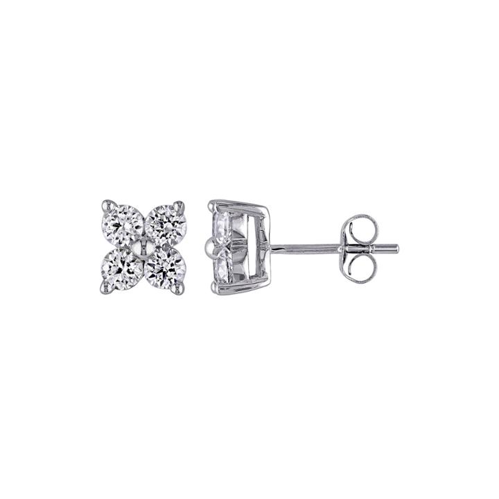Lab-created White Sapphire 10k White Gold Stud Earrings
