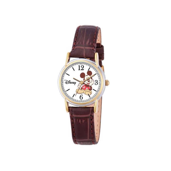 Disney Mickey Mouse Womens Brown Strap Watch-w000551