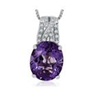 Genuine Amethyst & Diamond Accent Sterling Silver Pendant Necklace