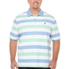 Izod Short Sleeve Natural Stretch Striped Polo Stripe Knit Polo Shirt Big And Tall