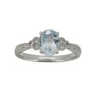 Aquamarine & Lab-created White Sapphire Vintage-style Ring Sterling Silver