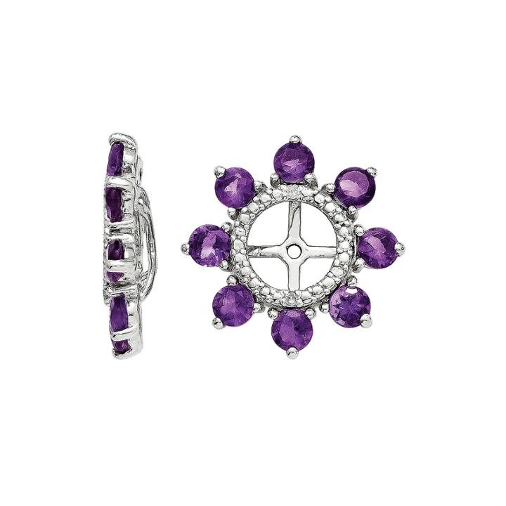 Genuine Amethyst And Diamond Accent Sterling Silver Earring Jackets