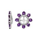 Genuine Amethyst And Diamond Accent Sterling Silver Earring Jackets