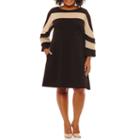 Danny & Nicole Long Sleeve Stripe Shift Dress-plus