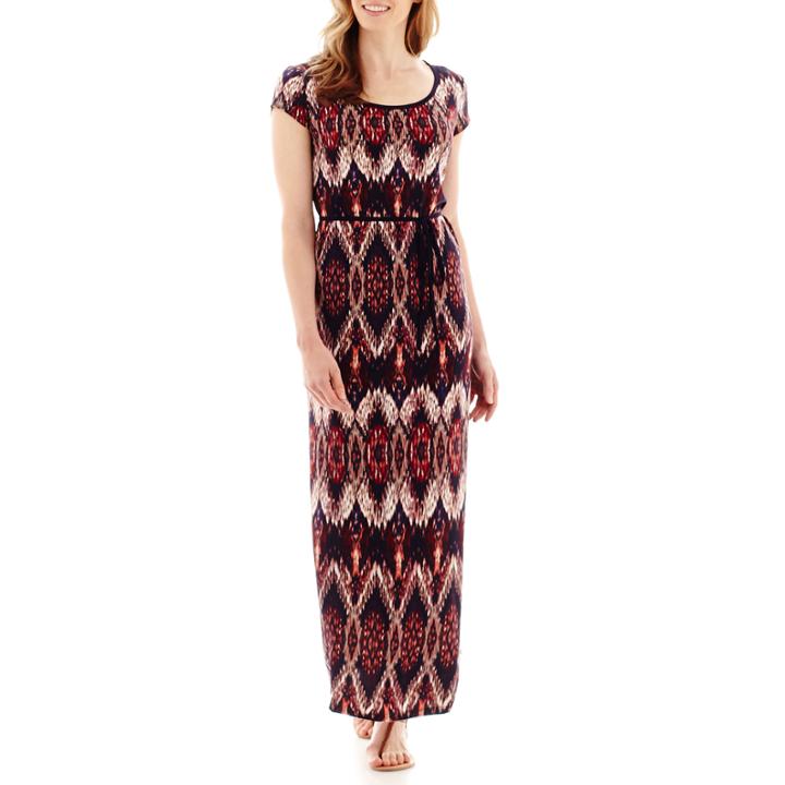 Tiana B. Short-sleeve Belted Maxi Dress - Petite