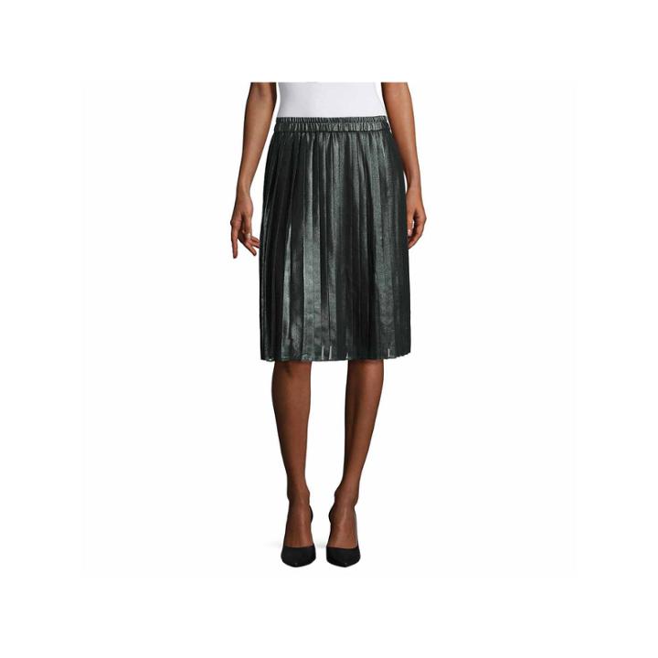 Liz Claiborne Solid Woven Pleated Skirt Talls