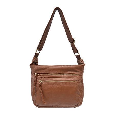 Bueno Pearlized Washed Multi-zipper Hobo Crossbody Bag