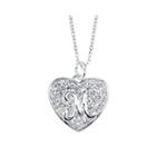 Silver Sparkle Shine Crystal Silver-plated Initial M Heart Pendant Necklace