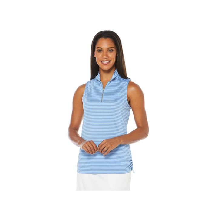 Pga Tour Sleeveless Stripe Polo Shirt