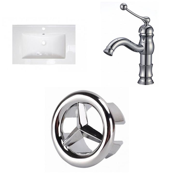 23.75-in. W 1 Hole Ceramic Top Set In White Color- Cupc Faucet Incl.