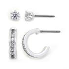 Sparkle Allure&trade; Cubic Zirconia 2-pr. Stud & C-hoop Earring Set