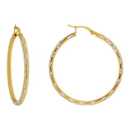 Textured Hoop Earrings 14k Gold Over Sterling Silver