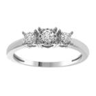 Womens 1/4 Ct. T.w. Genuine Diamond White 3-stone Ring