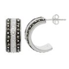 Sparkle Allure Le Vieux Marcasite Silver Over Brass Hoop Earrings