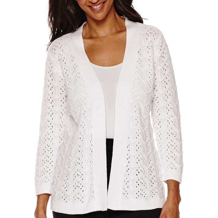 Sag Harbor Animal Instinct 3/4-sleeve Cardigan Sweater