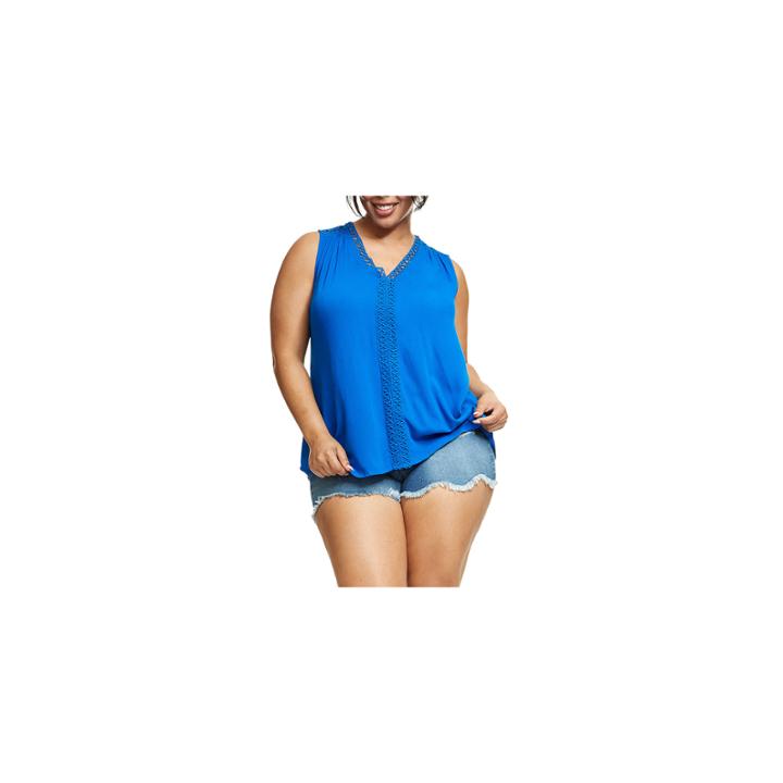 Fashion To Figure Vivi Crochet Insert Hi-lo Woven Tank Top-plus