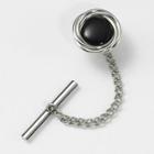 Silver-plated Tie Tack With Onyx Stone