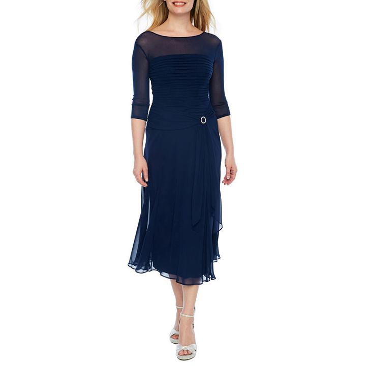 Melrose 3/4 Sleeve Evening Gown-petite