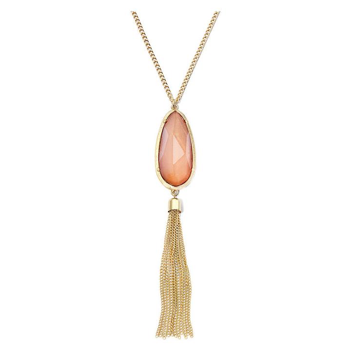 Mixit&trade; Brown Faceted Stone Tassel Necklace