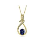 Lab Created Blue & White Sapphire 14k Gold Over Silver Pendant