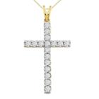 Womens 1 Ct. T.w. Genuine White Diamond Cross Pendant Necklace