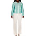 Isabella Long Sleeve Contrast-trim Jacket And Pant Suit - Plus