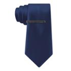 J Ferrar Satin Lombardy Blue Solid Tie