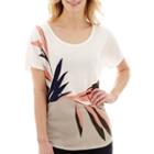 Liz Claiborne Short-sleeve Fern Print T-shirt - Tall