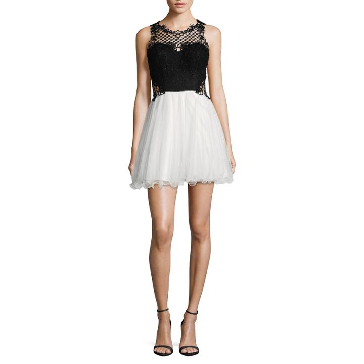 City Triangle Sleeveless Black White Party Dress-juniors