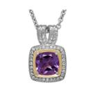 Genuine Amethyst And White Topaz Pendant Necklace