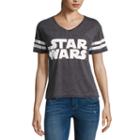 Short Sleeve V Neck Star Wars Graphic T-shirt-juniors
