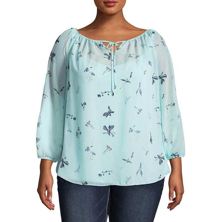 Alyx 3/4 Sleeve Floral Peasant Top Plus