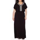 St. John's Bay Cap-sleeve Embroidered Maxi Dress - Plus