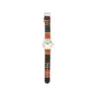 Olivia Pratt Womens Silver-tone Faux Mop Dial Orange-brown Patterned Fabric Strap Watch 10352tr