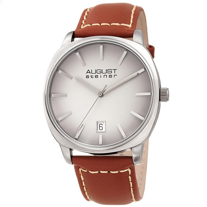 August Steiner Mens Brown Strap Watch-as-8245gybr