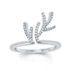 Enchanted Disney Fine Jewelry 1/5 C.t.t.w. Diamond Frozen Antler Ring In Sterling Silver