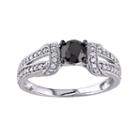 1 1/8 Ct. T.w. Color-enhanced Black Diamond 10k White Gold Bridal Ring