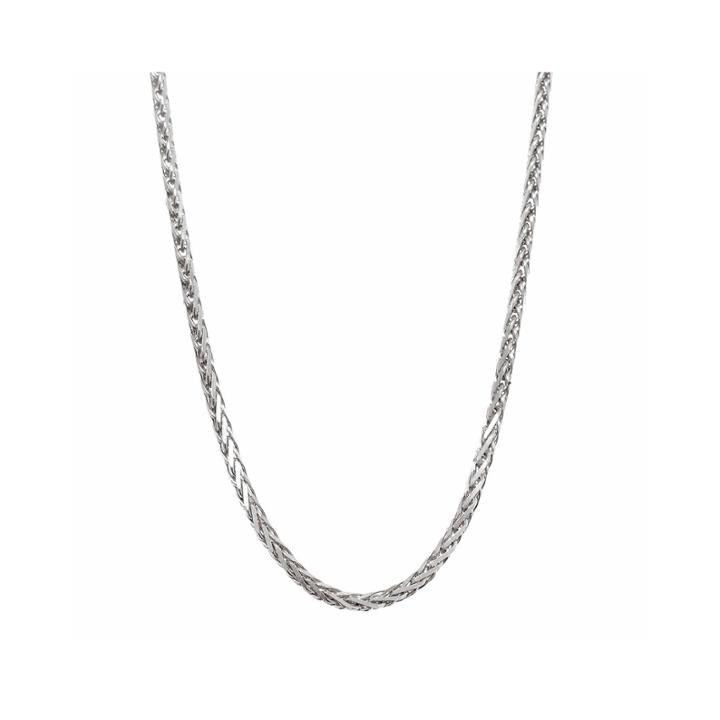 14k White Gold Diamond-cut Wheat Chain 16 Necklace