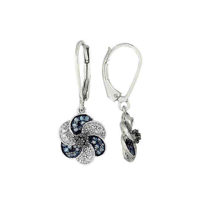1/2 Ct. T.w. Tri-color Diamond 10k White Gold Dangle Earrings