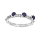 Personally Stackable Lab-created Sapphire 3-stone Floral Band Ring
