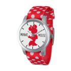 Disney Womens Minnie Mouse Red Polka Dot Silhouette Strap Watch