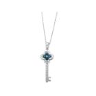 Womens Diamond Accent Blue Sapphire 10k Gold Pendant Necklace