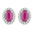 1/6 Ct. T.w. Lab Created Red Ruby 10k White Gold 9.1mm Stud Earrings