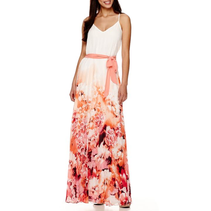 Bisou Bisou Sleeveless V-neck Pleated Maxi Dress