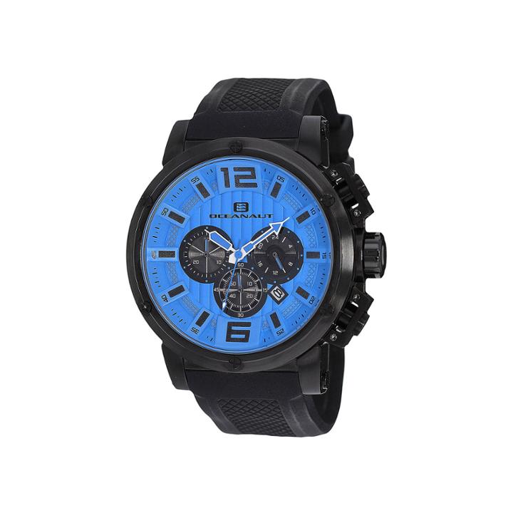 Oceanaut Spider Mens Blue Dial And Black Silicone Strap Watch