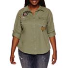 Arizona Button-down Patch Shirt-juniors Plus
