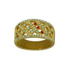 Multicolor Crystal 14k Yellow Gold Over Sterling Silver Ring
