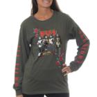 Kiss Juniors' Rock Band Group Pose Rock And Rollall Night Long Sleeve Graphic T-shirt With Embroidery